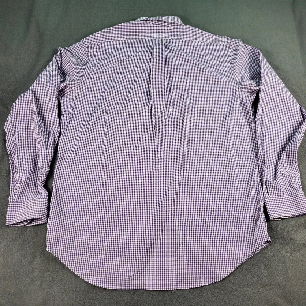 Polo Ralph Lauren Mens Large Classic Fit Gingham Performance Shirt Purple White